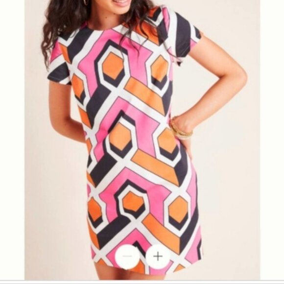 Cory Lynn Calter Anthropologie Shift Dress Multi Color Cap Sleeve Dress Size XS - Picture 1 of 13